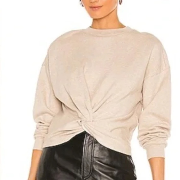 $188 Frame Heathered Oatmeal Twist Front Crew Neck Cotton Sweater XS - Picture 2 of 9
